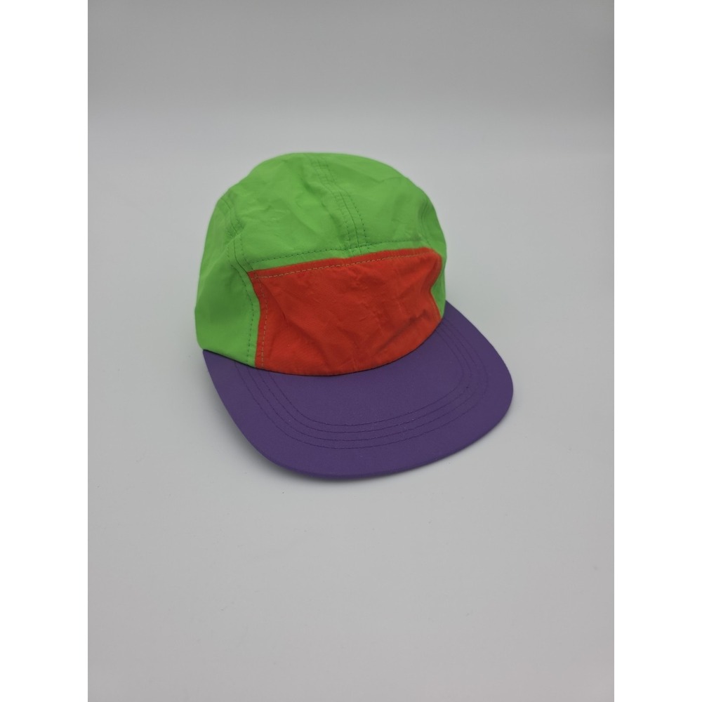Cindeer 80s 90s Neon Hat Nylon Cap Retro Adjustable Small, Purple Brim